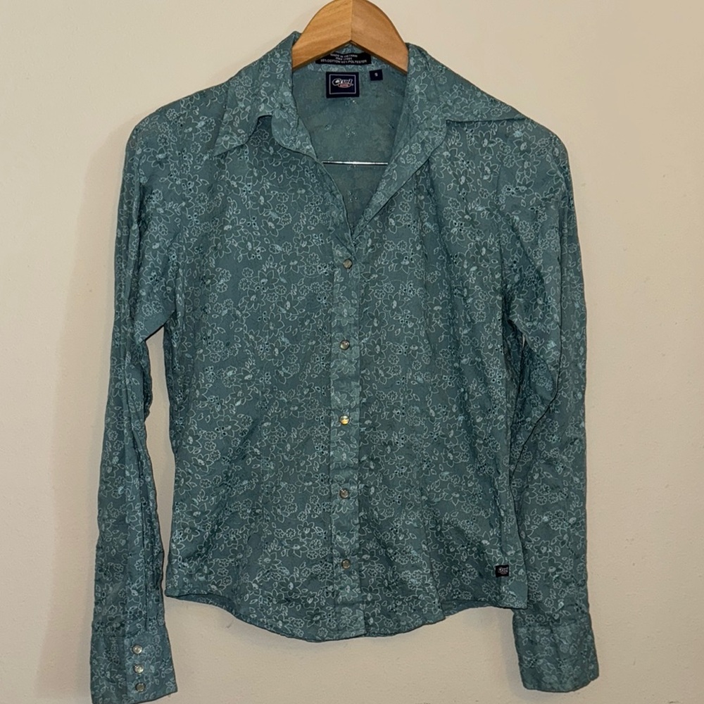 Vintage Women’s Cruel Girl Turquoise Floral Button down Blouse